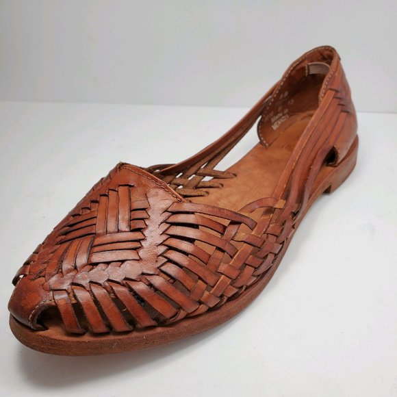 Frye Shoes - Frye X Revolve | Huarache Cognac Leather Flats 8